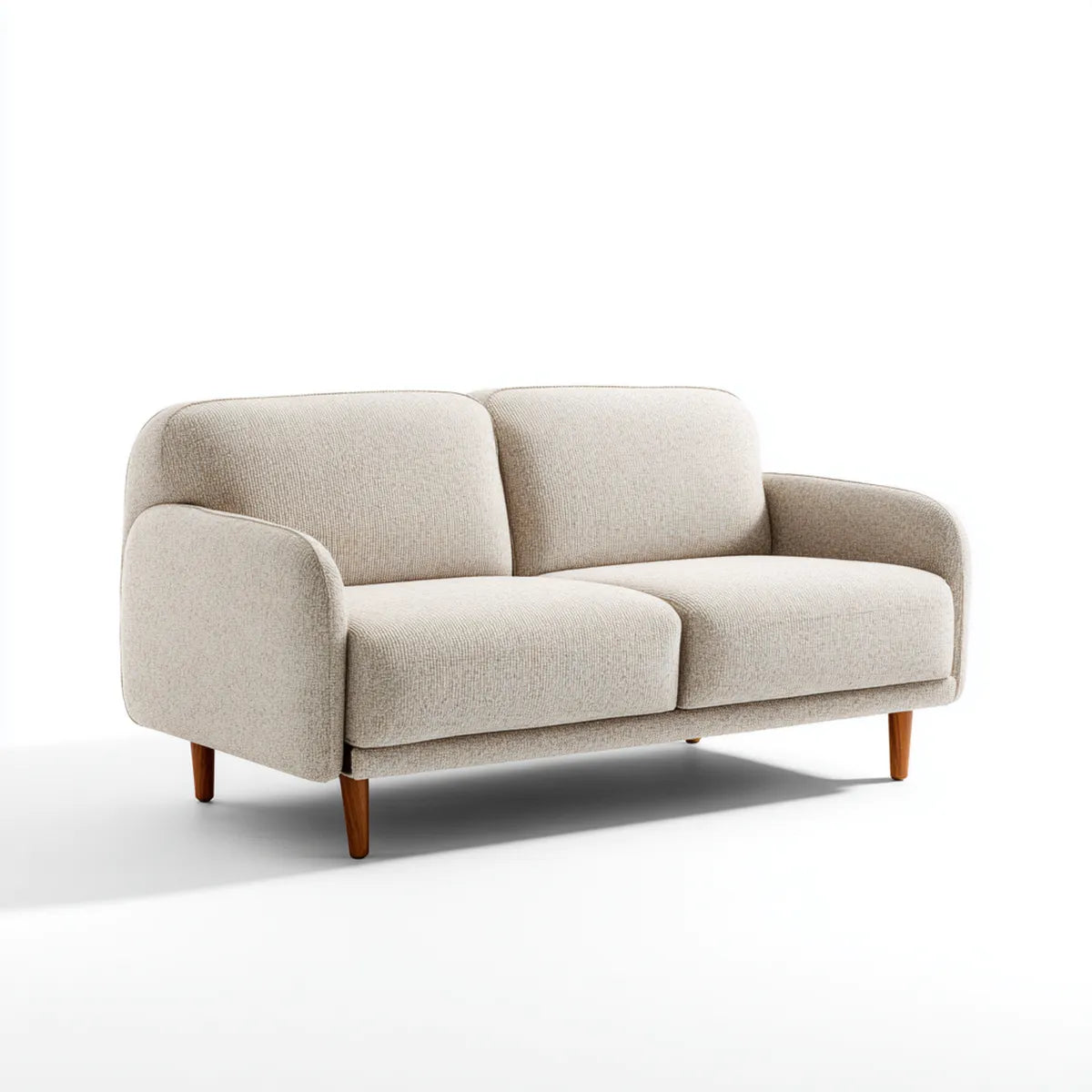 Sofa, 2-osobowa kanapa krem 160 x 85 x 82 cm poliester prostokątna