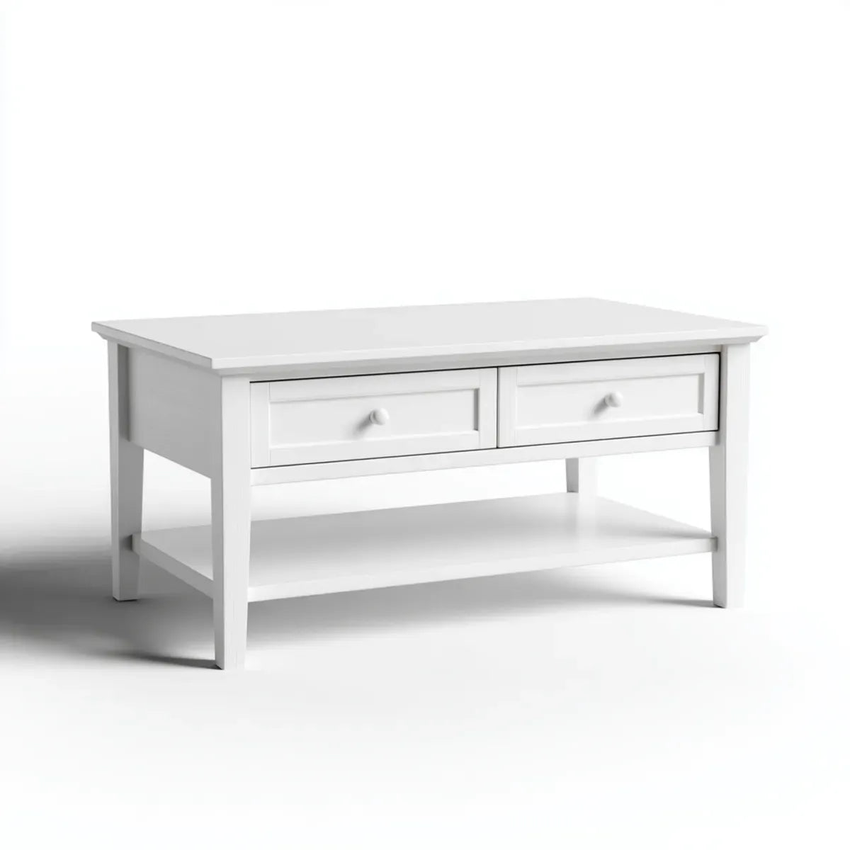 Stolik kawowy, Stół do kawy z białym prostokątnym magazynowaniem w MDF 100 x 60 x 45 cm