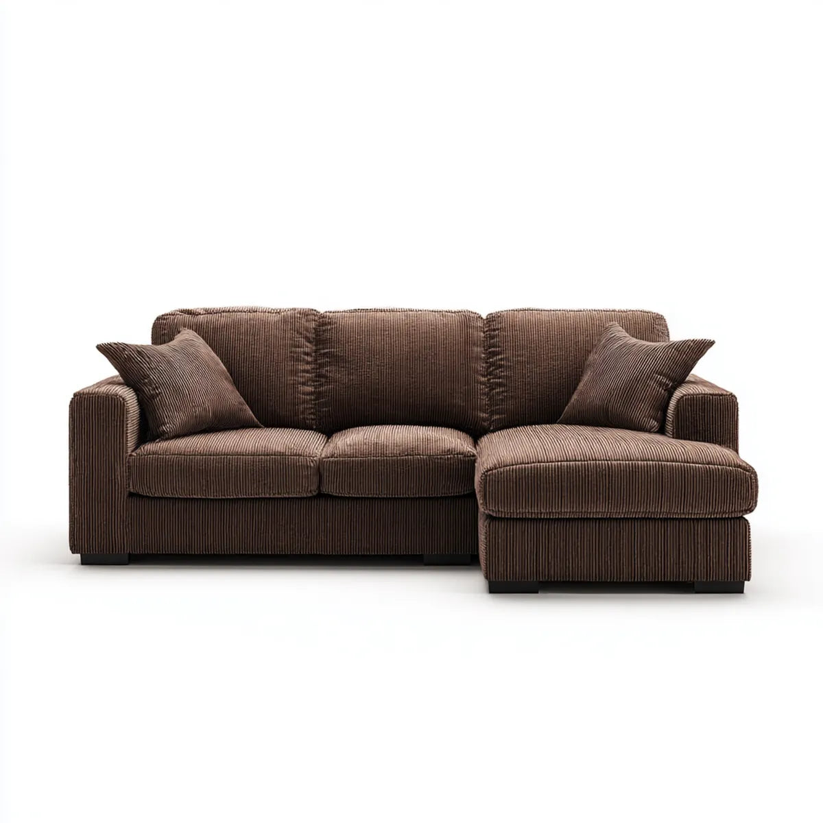 Sofa, Kanapa narożna z prawej strony brązowy 250 x 160 x 85 cm poliestrowy kształt