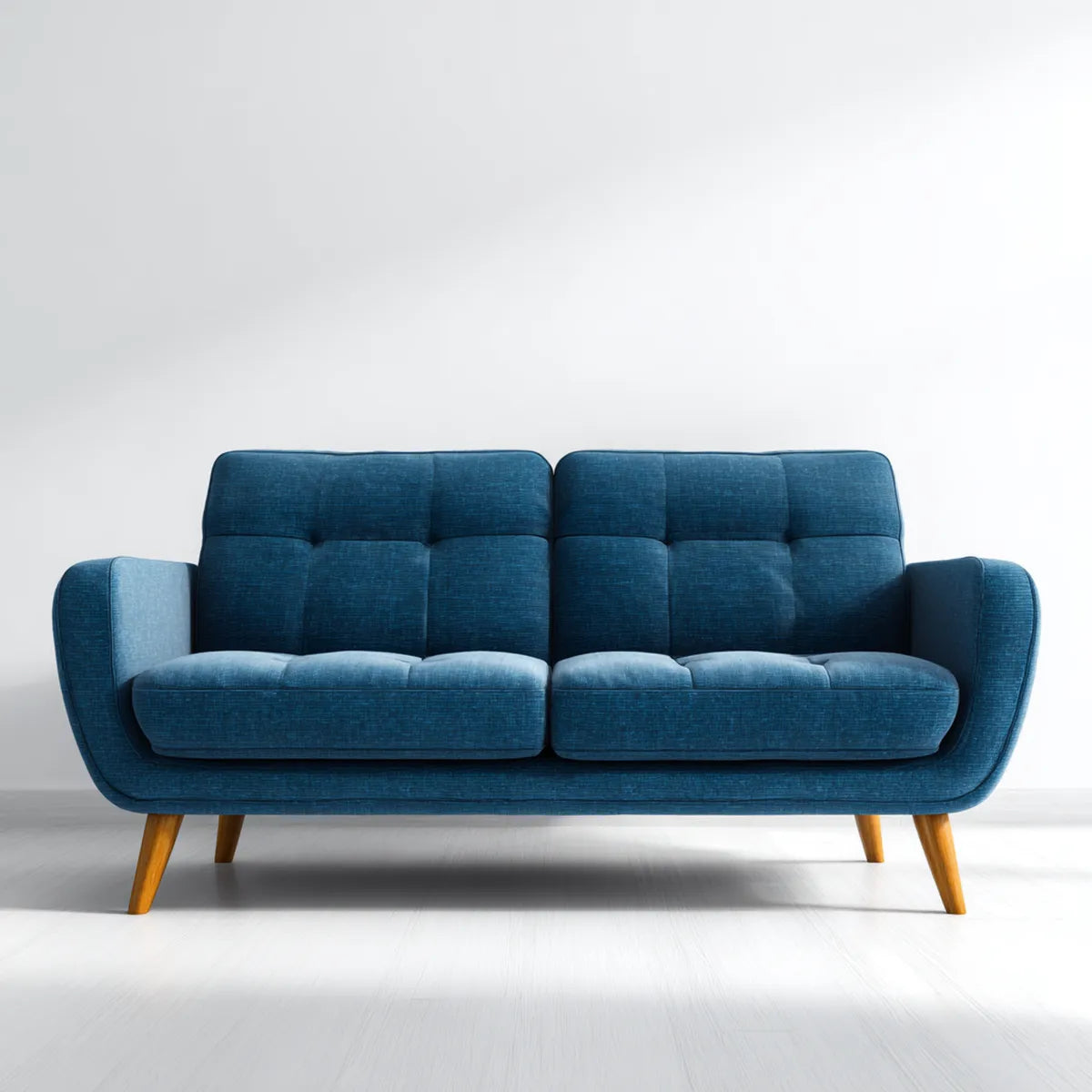 Sofa, 2-kanapa fotela ciemnoniebieski z poliestru z litych drewnianych nóżek zaledwie 190 x 88 x 88 cm