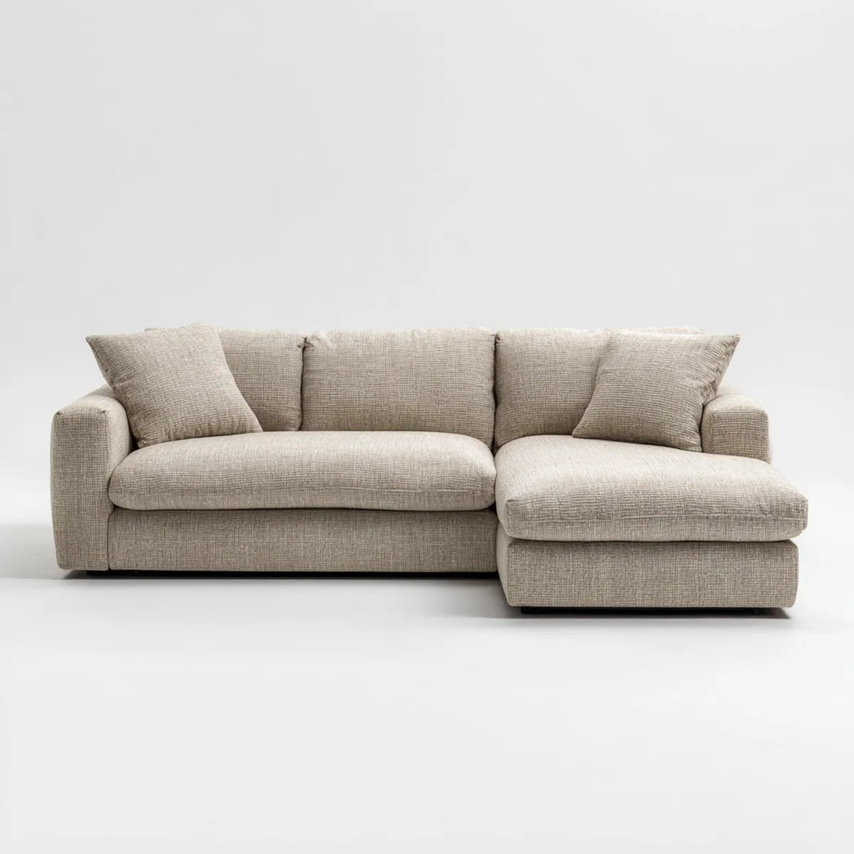 Sofa, Kanapa narożna z prawego recyrkulatora beżowy 250 x 160 x 85 cm poliestrowy tkanina kształt litery L