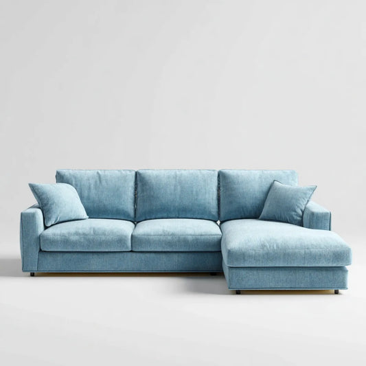 Sofa narożna z prawej strony jasnoniebieska 270 x 160 x 85 cm poliestrowa szenila kształt litery L