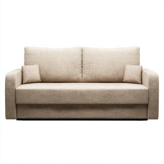 Sofa, 2-fotelowa sofa Beżżżowa 180 x 90 x 85 cm z tapicerką poliestrową i prostokątnym kształtem
