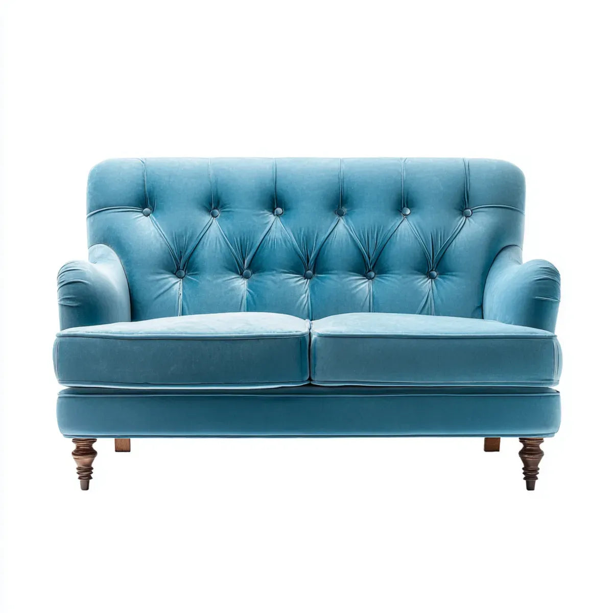 Sofa, 2-osobowa Chesterfield Sofa Niebieski 145 x 86 x 100 cm poliester aksamit prostokątna