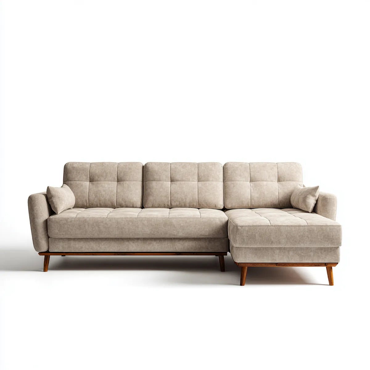 Sofa, Kanapa narożna z fotelem beżowym 290 x 160 x 88 cm tapicerka poliestrowa o kształcie L