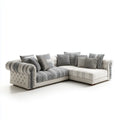 Sofa narożna Szara biały 280 x 190 x 85 cm poliester z recyrkulatorem