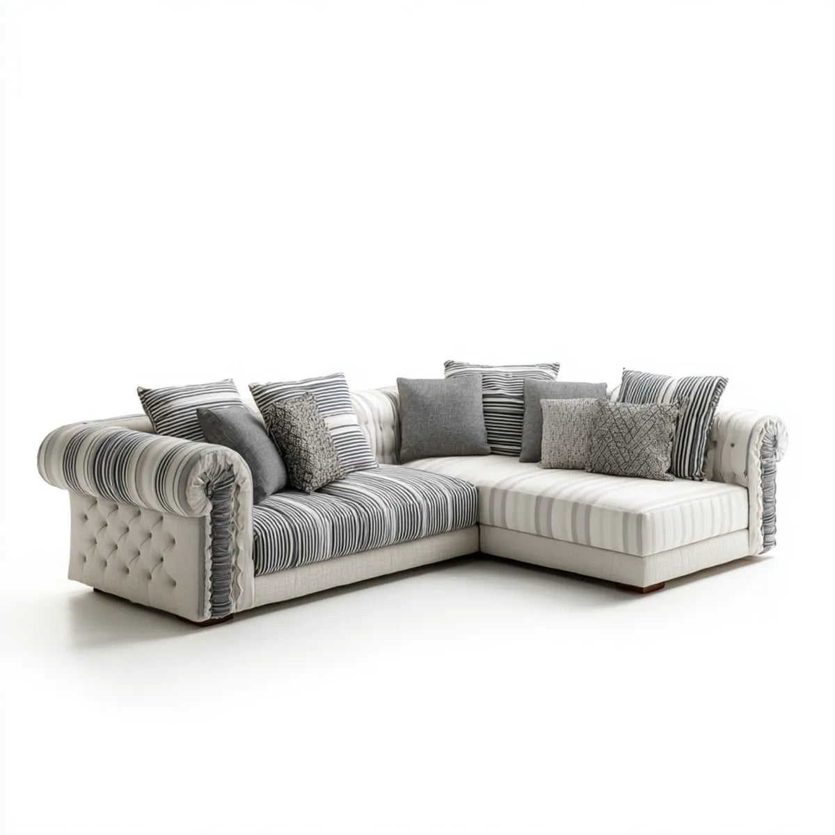 Sofa narożna Szara biały 280 x 190 x 85 cm poliester z recyrkulatorem