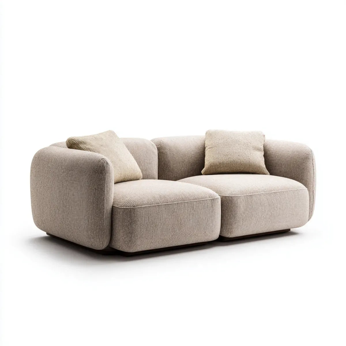 sofa 2-osobowa beżowa 180 x 95 x 72 cm przewód poliestrowy zaokrąglony kształt