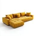 Sofa narożna z żółtym musztardą otomanową 300 x 200 x 85 cm aksamit poliestrowy