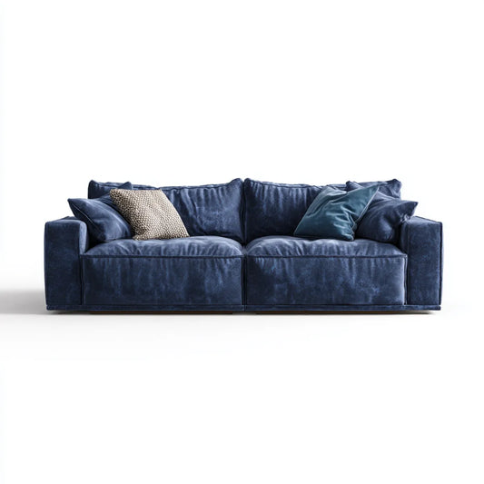 sofa 3-osobowa granatowy z poliestrowym aksamitnym pokrywą prostokątną 230 x 100 x 85 cm