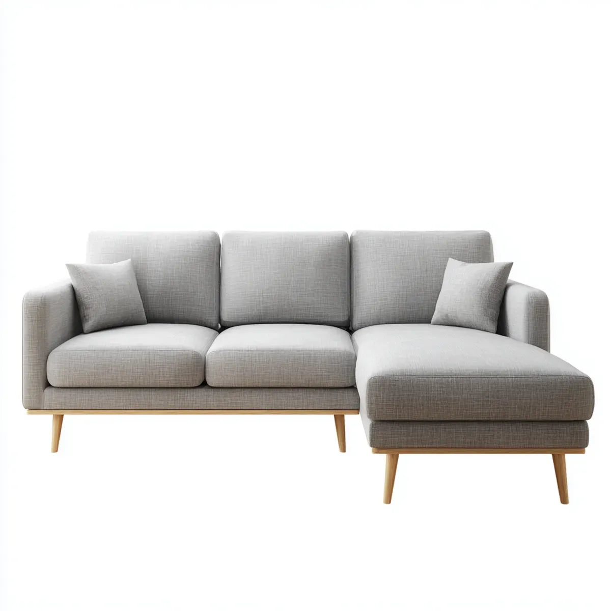 Sofa, Kanapa narożna z recyrem na prawej szarej 240 x 150 x 85 cm poliestrowe drewno lite prostokątne