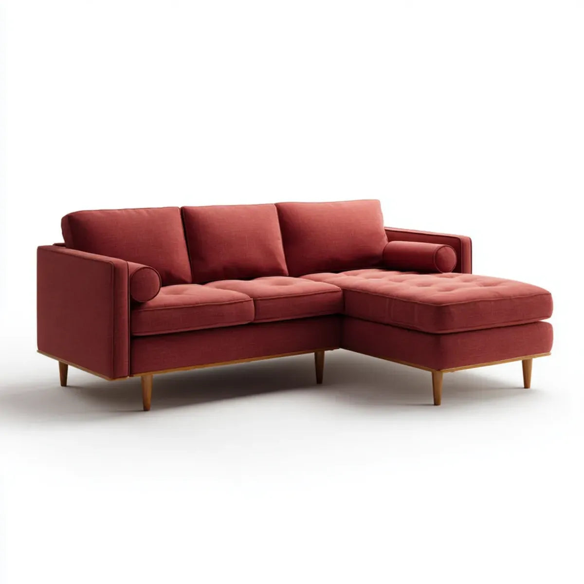 Sofa, Kanapa narożna z recyrem po prawej stronie Bordeaux czerwony 240 x 160 x 85 cm pianka poliestrowa w kształcie L