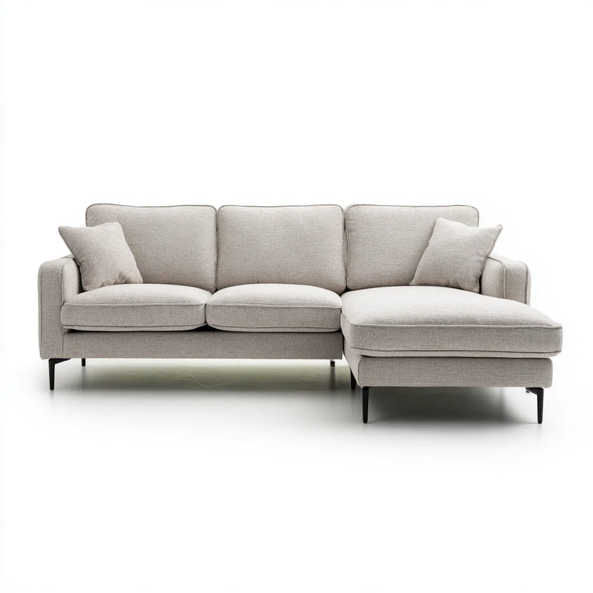 Sofa, Kanapa narożna z recyrem na prawej szarej, szarej, 260 x 160 x 85 cm poliestru w kształcie litery L