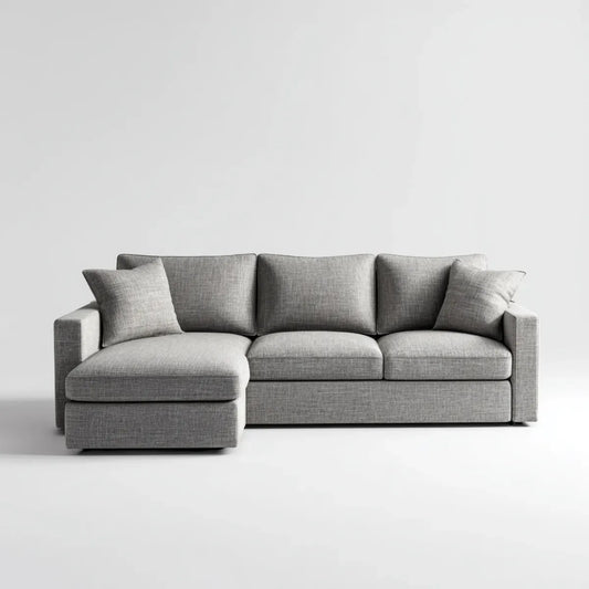 Sofa, Kanapa narożna z powrotem szarym 250 x 160 x 85 cm poliestrowym kształcie L