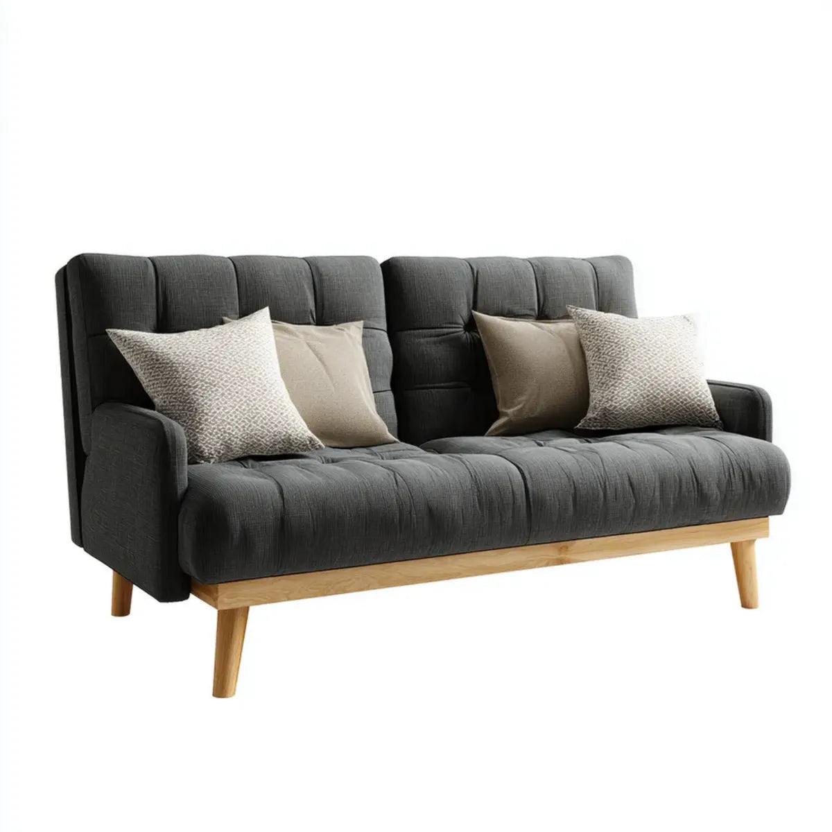Sofa, 3-fotela Ciemny szary 180 x 82 x 88 cm poliester lite drewno prostokątne