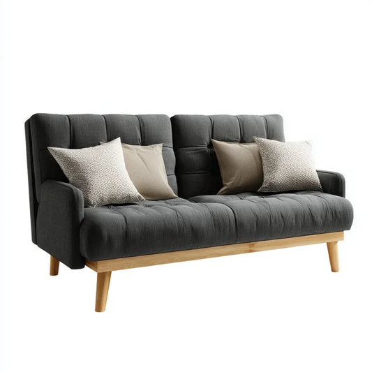 Sofa, 3-fotela Ciemny szary 180 x 82 x 88 cm poliester lite drewno prostokątne