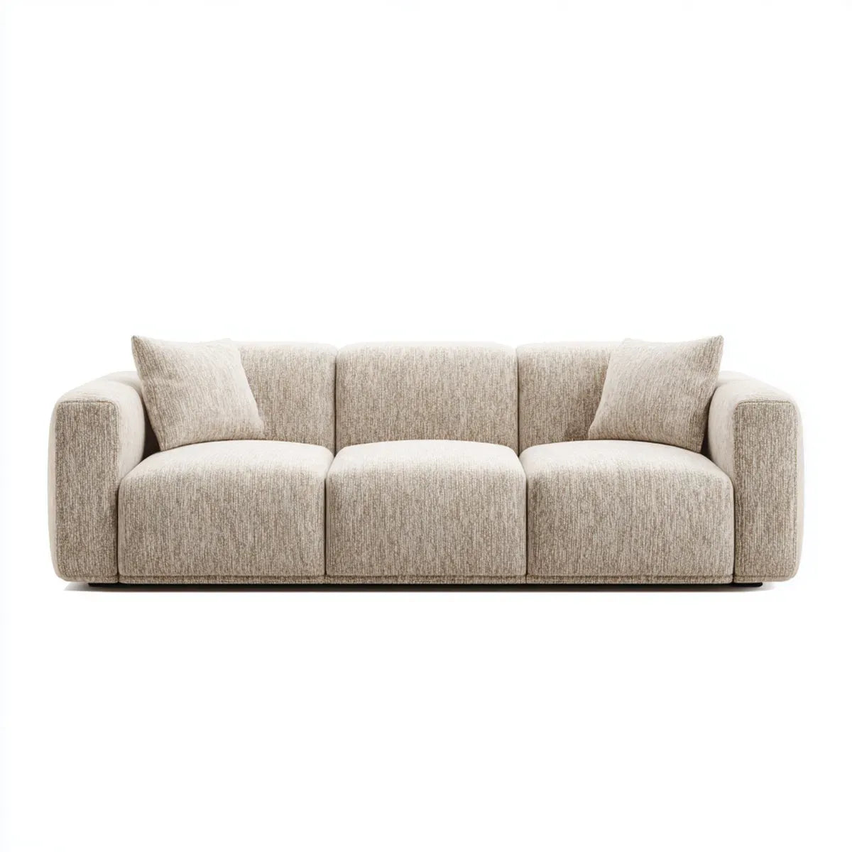 Sofa, 3-osobowa kanapa beżowa 230 x 98 x 82 cm poliestrowy szenilowy kształt prosty