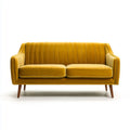 sofa 2-osobowa musztardowa żółta 145 x 78 x 84 cm poliestrowy aksamitny prostokąt z litego drewna