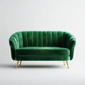 sofa 2-osobowa zielony 160 x 83 x 78 cm poliester aksamit ze stalowych nóżek okrągłe