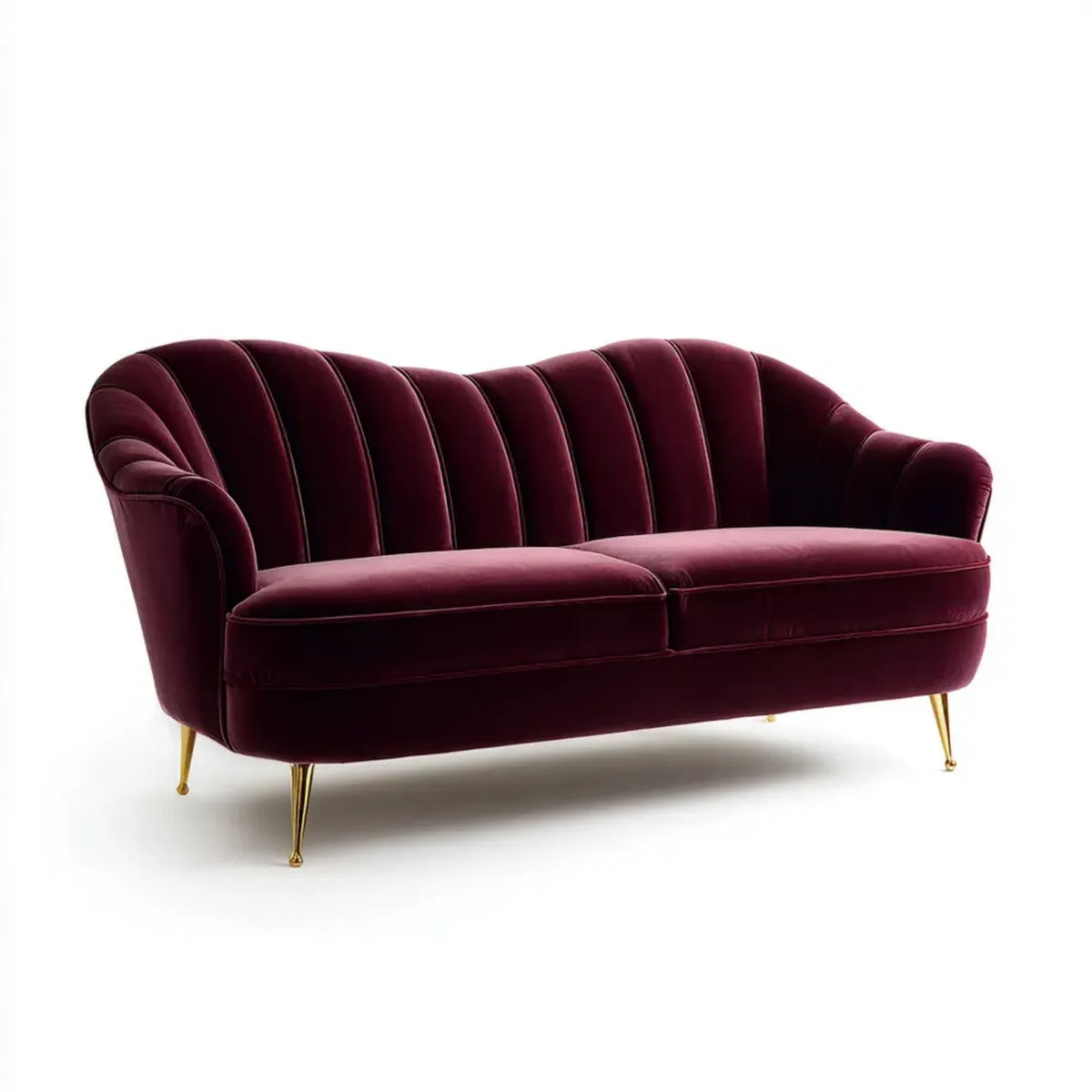 Sofa, 2-fotelik Bordeaux czerwona sofa 180 x 83 x 82 cm poliester aksamitny zakrzywiony