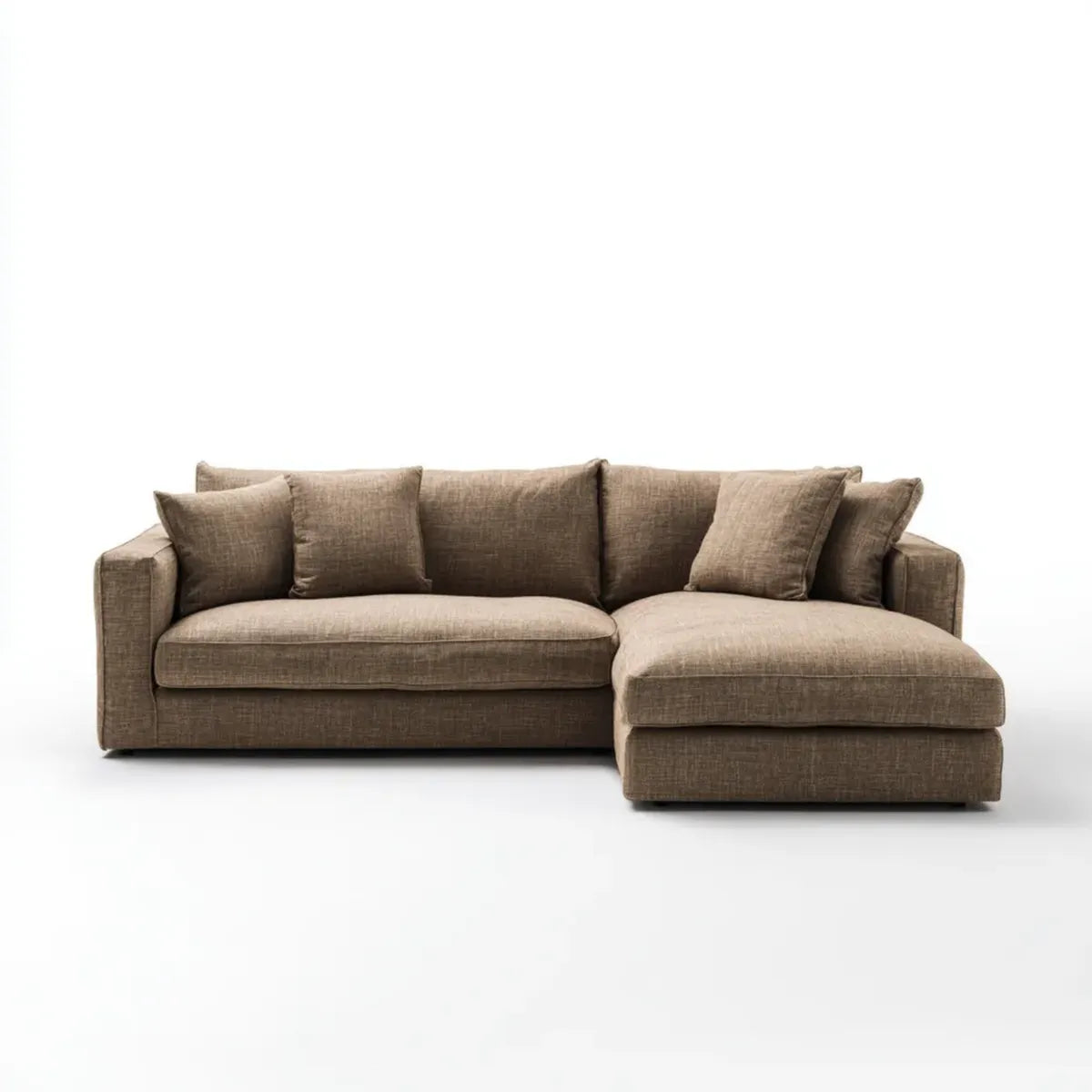 Sofa, Kanapa narożna z rekamierem w prawo Brązowy 250 x 160 x 85 cm poliestrowy kształt