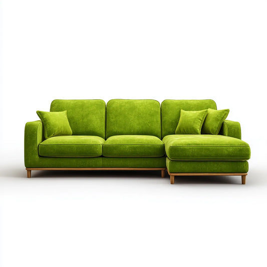 Sofa, Kanapa narożna z szezlongiem Grün 260 x 160 x 85 cm poliestrowy aksamit 3-osobowy