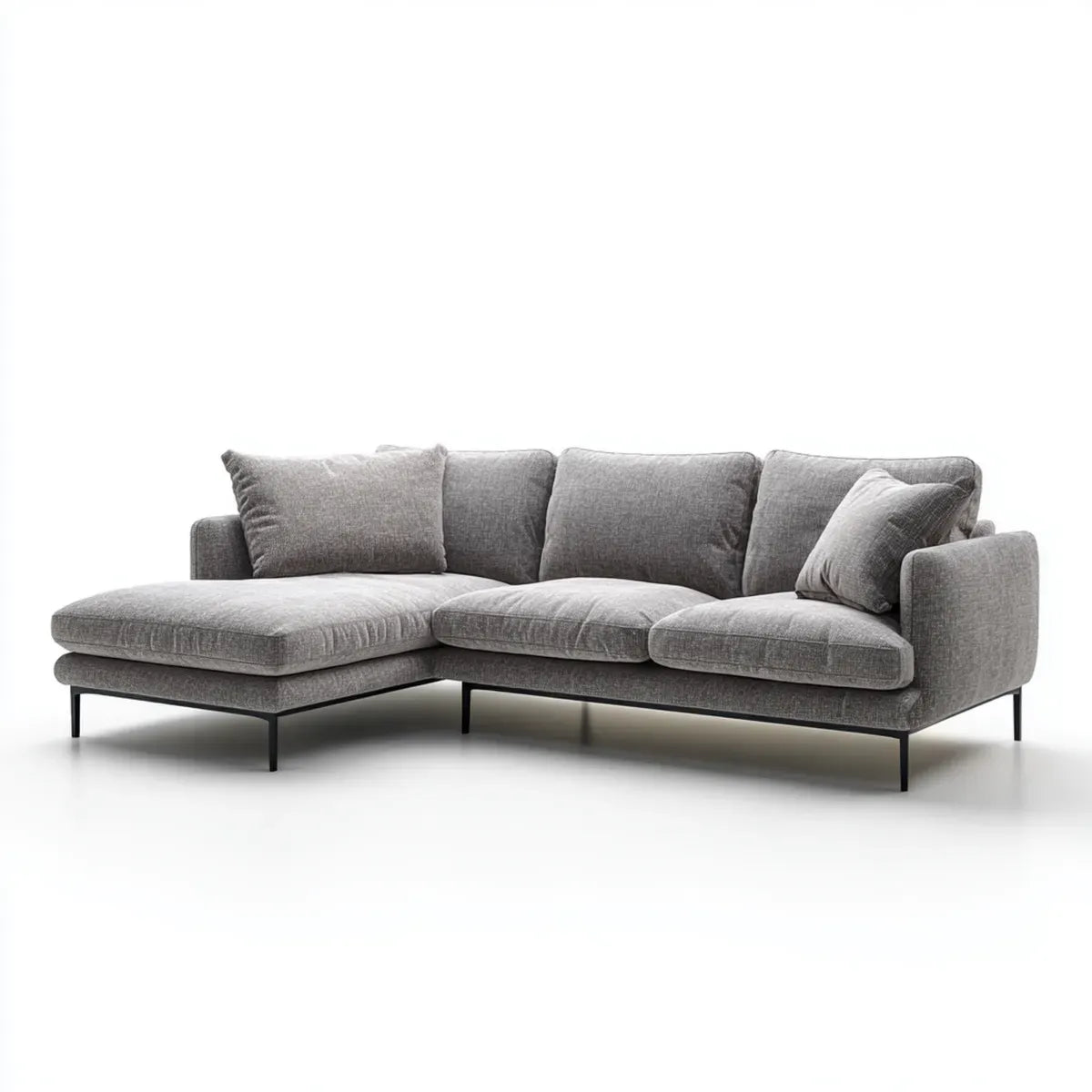 Sofa, Kanapa narożna z powrotem szarym 250 x 160 x 85 cm pianką poliestrową o kształcie L