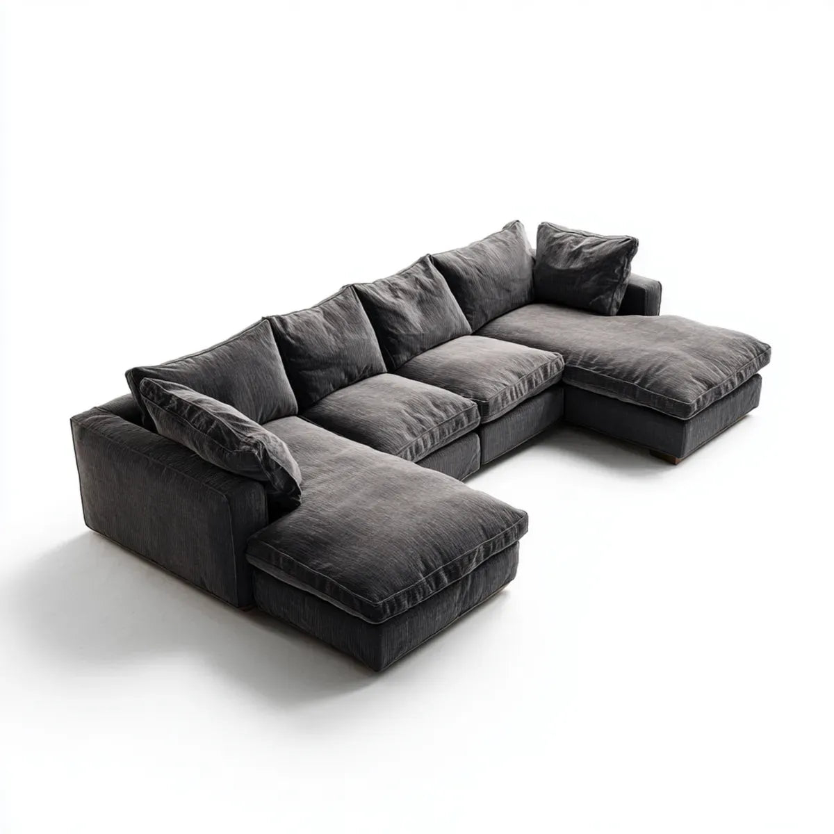 Sofa, U- Sofa Ciemny szary z tapicerką poliestrową całkowitą 330 x 220 x 85 cm