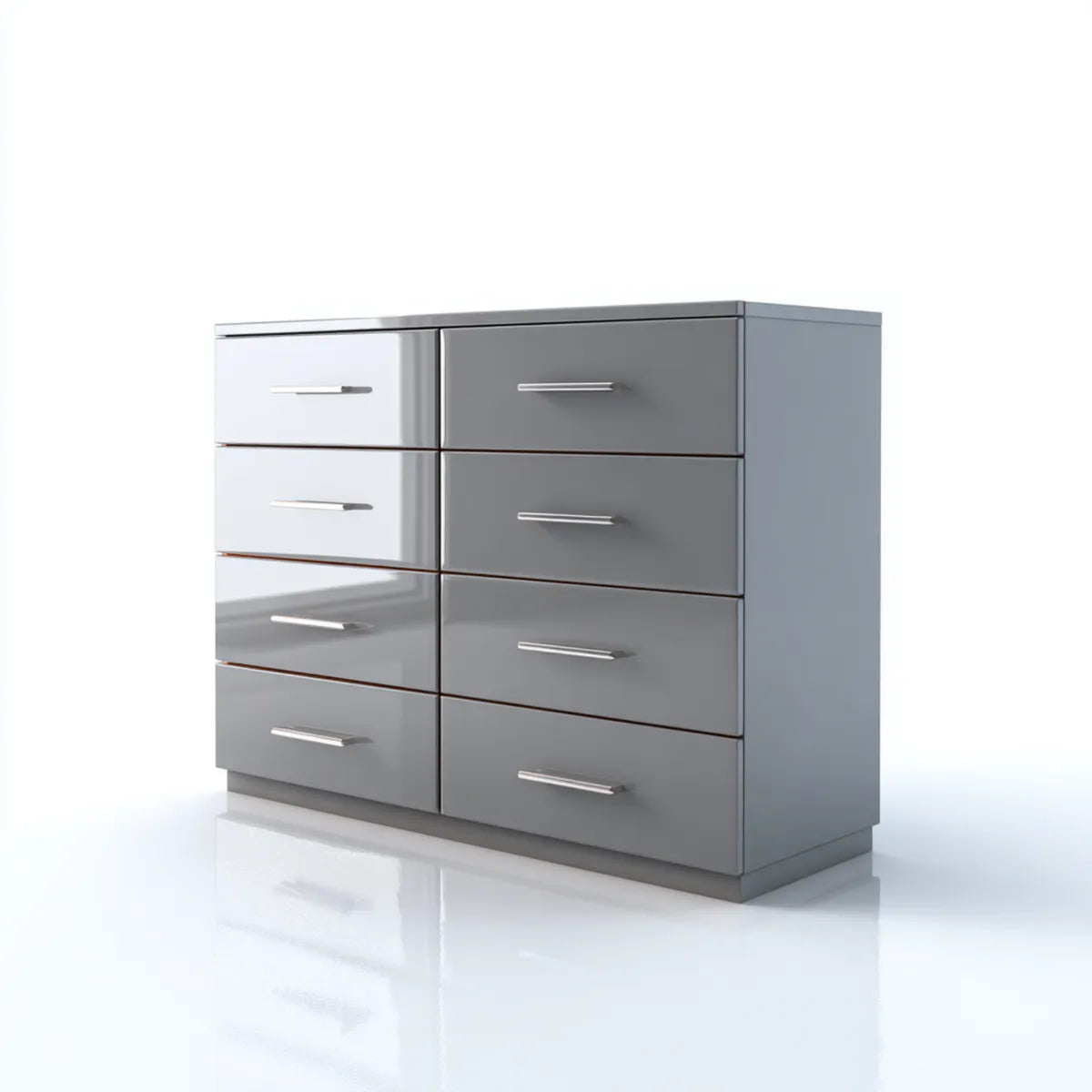 Komoda, Szafka z 8 szufladami szarymi 120 x 40 x 90 cm MDF prostokątna