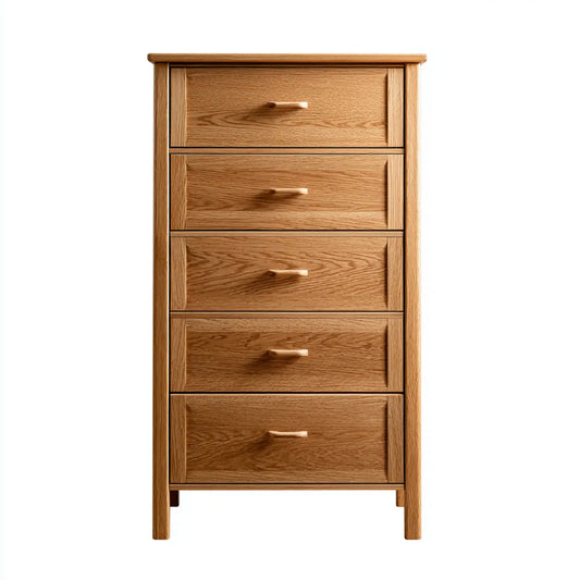Komoda, Szuflada z dębu Naturalna 60 x 40 x 120 cm z litego drewna prostokątnego z 5 szufladami