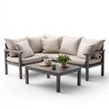 Sofa ogrodowa, Taras zestaw salonowy 2- część szary beżowy poliester prostokątna sofa 200 x 75 x 72 cm stół 100 x 60 x 45 cm